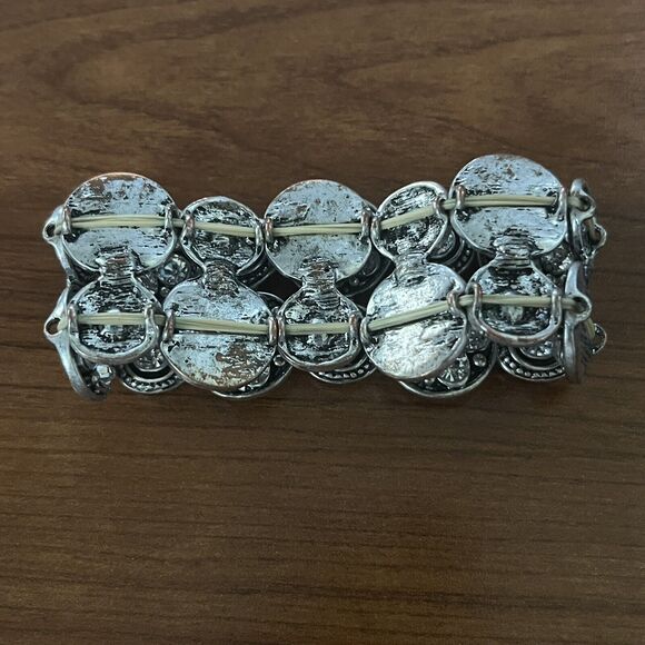 Unbranded Bracelet Womens Silver Black Rhinestone Elastic Band Evening Party - Picture 7 of 9